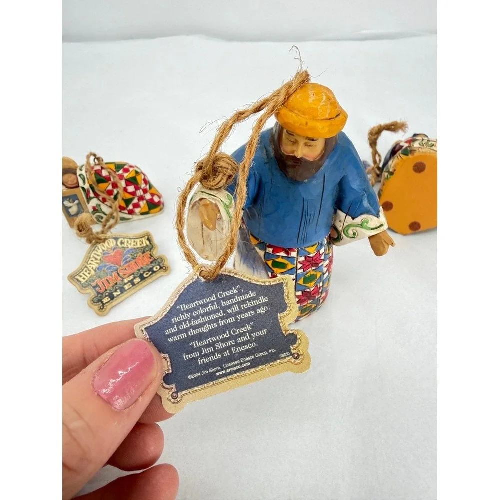 Jim Shore Heartwood Creek Nativity Ornament Set 3 Piece 'Joy to The World' XMAS